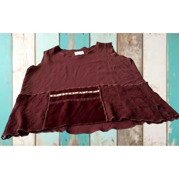 Vintage Nooshin Femme Sleeveless Top Medium Plum Lace Velour Scoop Neck … - Picture 9 of 12